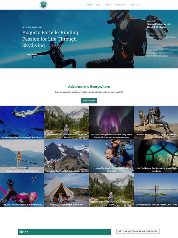 this adventure life website design